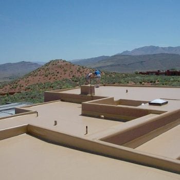 Flat roofing project on adobe style home in southern utah.